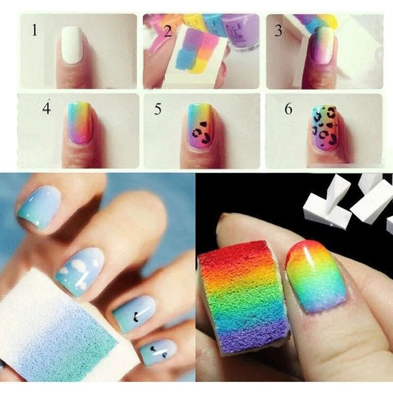 Sevyn Colors Nail Art Sponges Gradient Ombre Sponge Set for Nail Polish, Gel & Acrylic Nail Design (Pack of 8)