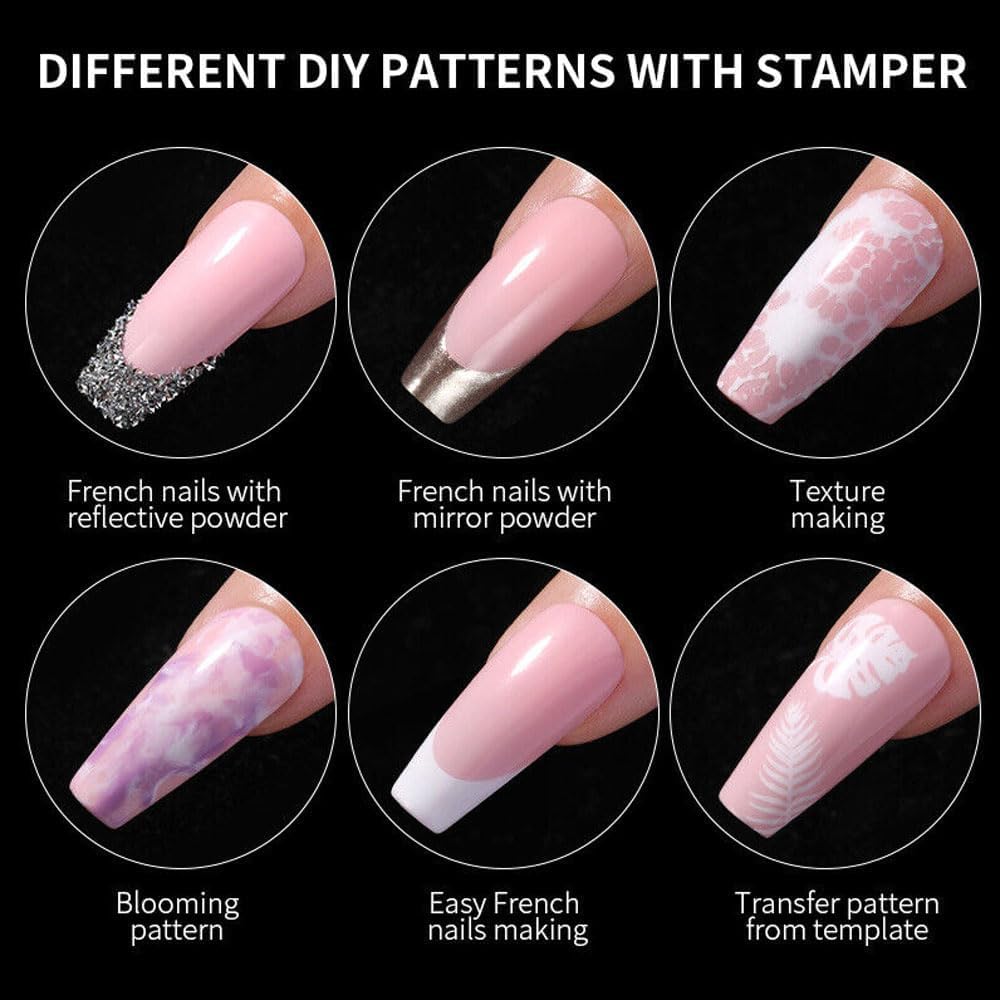 Sevyn Colors Nail Art Stamper Kit  Clear Silicone Nail Stamper with Scraper for Easy French Tips, DIY Nail Design & Stamping