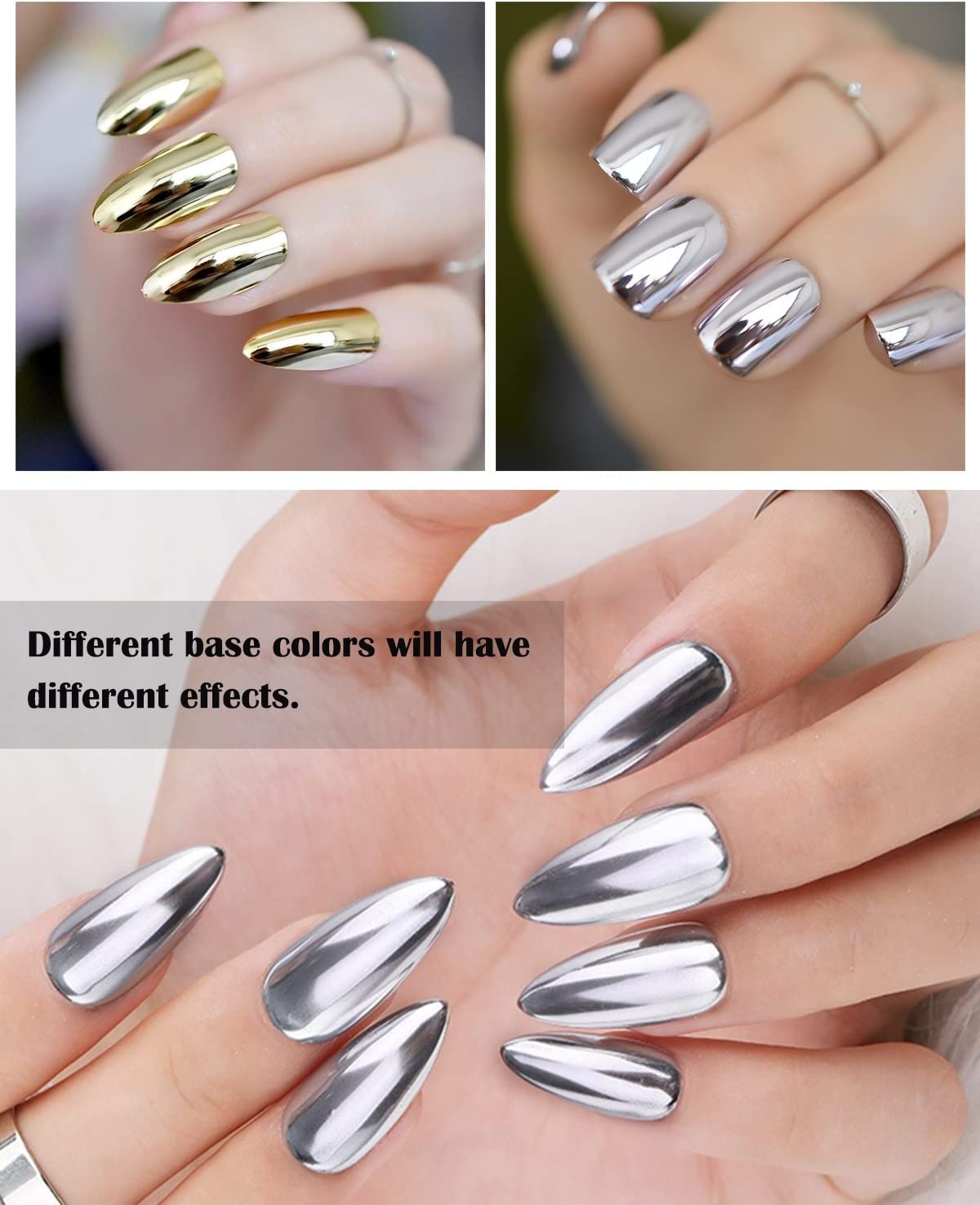 Sevyn Colors Gold & Silver Chrome Nail Powder Set  Mirror Metallic Pigment Duo for Gel & Acrylic Nails