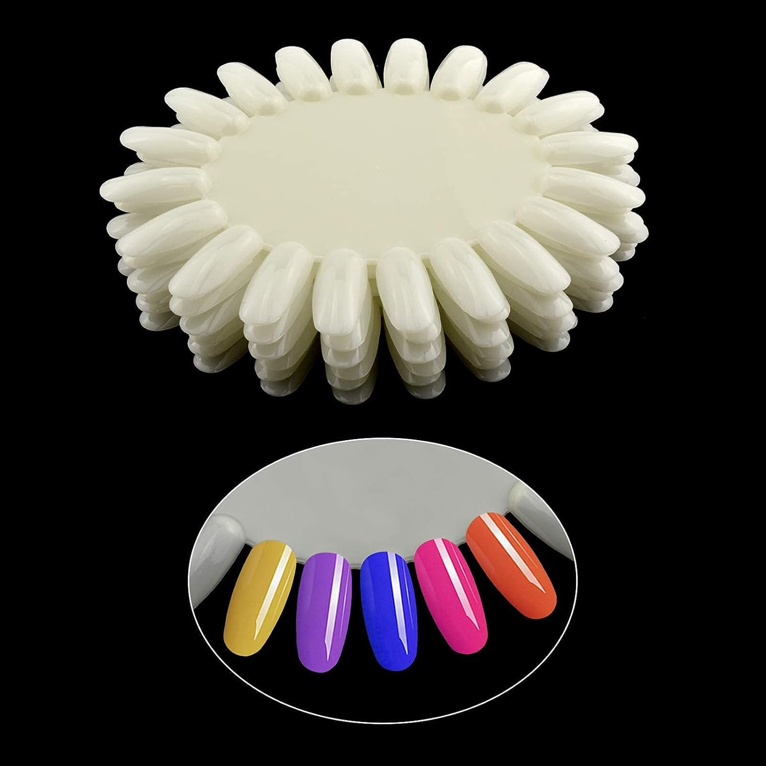 Sevyn Colors Natural Nail Art Display Wheel – 10PCS Nail Polish Swatch Rounds for Gel, Acrylic & Practice Designs