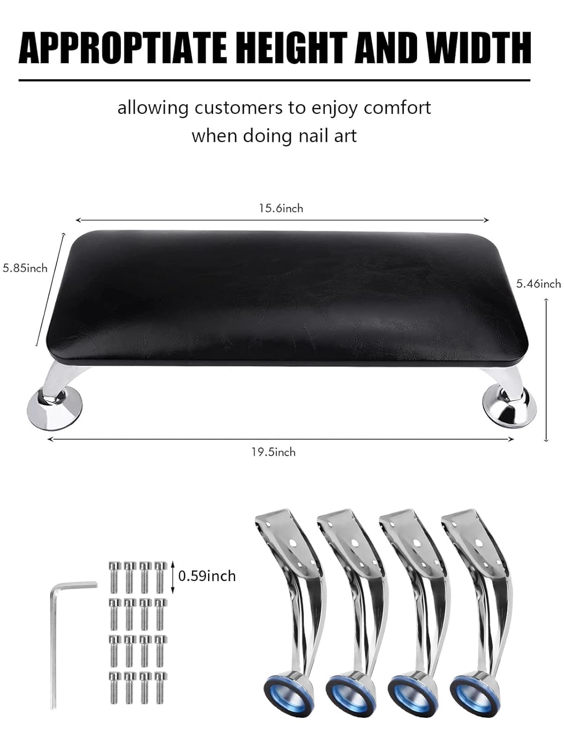 Sevyn Colors Professional Nail Arm Rest – Ergonomic Hand Cushion Stand with Anti-Slip Steel Legs for Nail Art, Manicure & UV Dryer Use