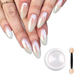 image, Sevyn Colors Pearl Chrome Nail Powder Iridescent Aurora Mirror Effect for Nails, White Pearl Pigment for Gel Polish, with Applicator