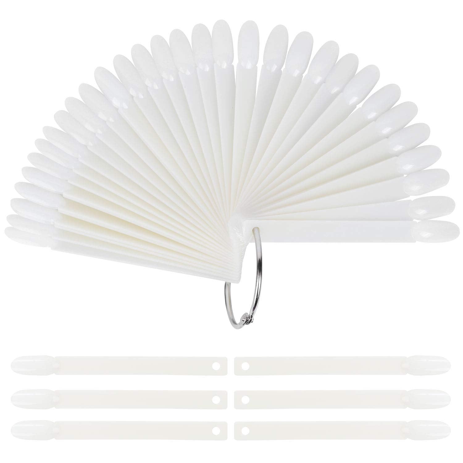 Sevyn Colors Natural Nail Swatch Sticks – 50PCS Nail Display Fan Board with Ring for Gel, Acrylic & Polish Samples