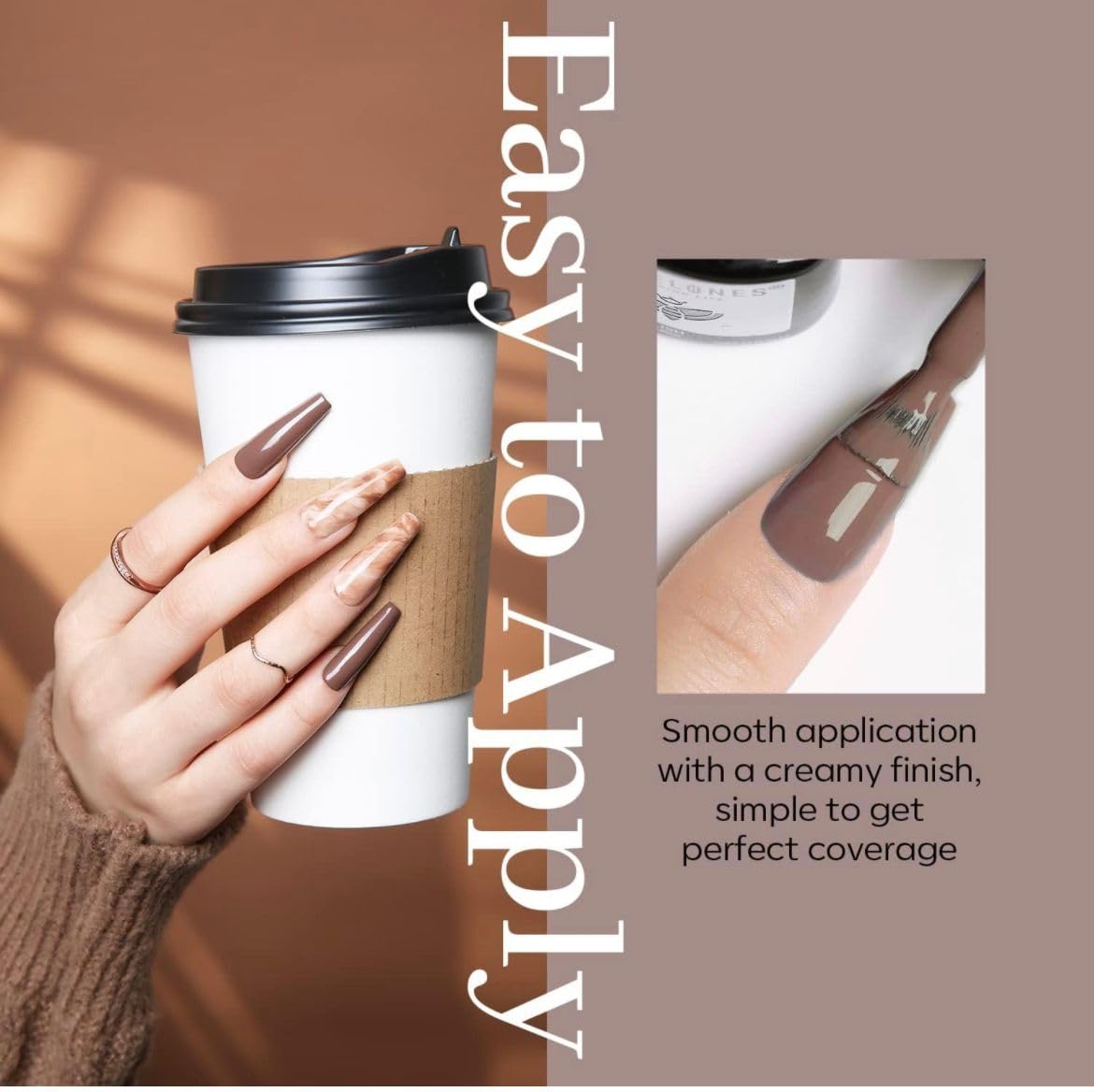 BOLT BEE Gel Nail Polish Kit – Set of 6 Elegant Colors | Brown, Dark Red, Nude Pink, Grey, Glitter Champagne Gold | 15ml Soak-Off UV/LED Gel