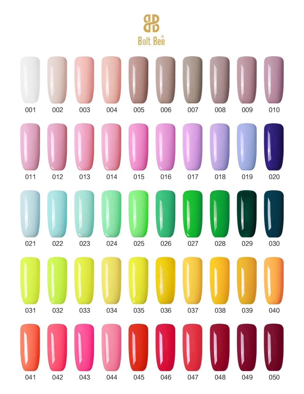 BOLT BEE Summer Gel Nail Polish Set – 6 Vibrant Colors | Bright Red, Mint Green, Neon Pink, Orange, Green | 15ml Soak-Off UV/LED Gel Polish