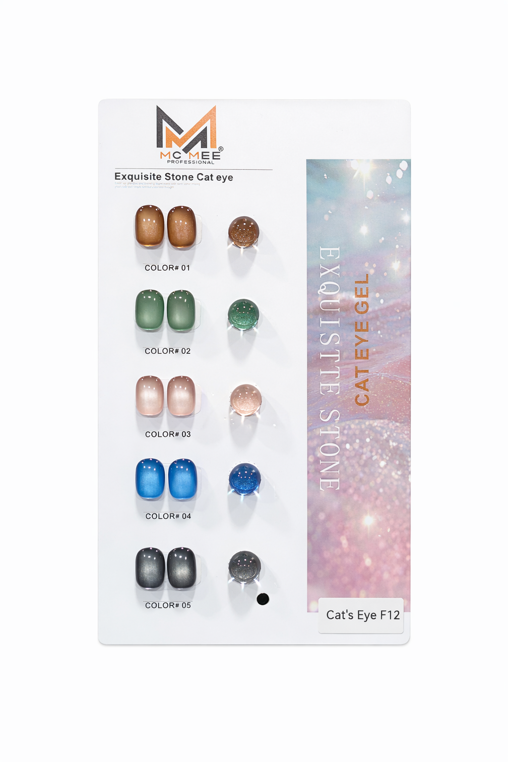 MC MEE Exquisite Stone Cat Eye Gel Polish F12 – Pack of 5 (15ml Each) Soak Off UV/LED Magnetic Nail Polish Set