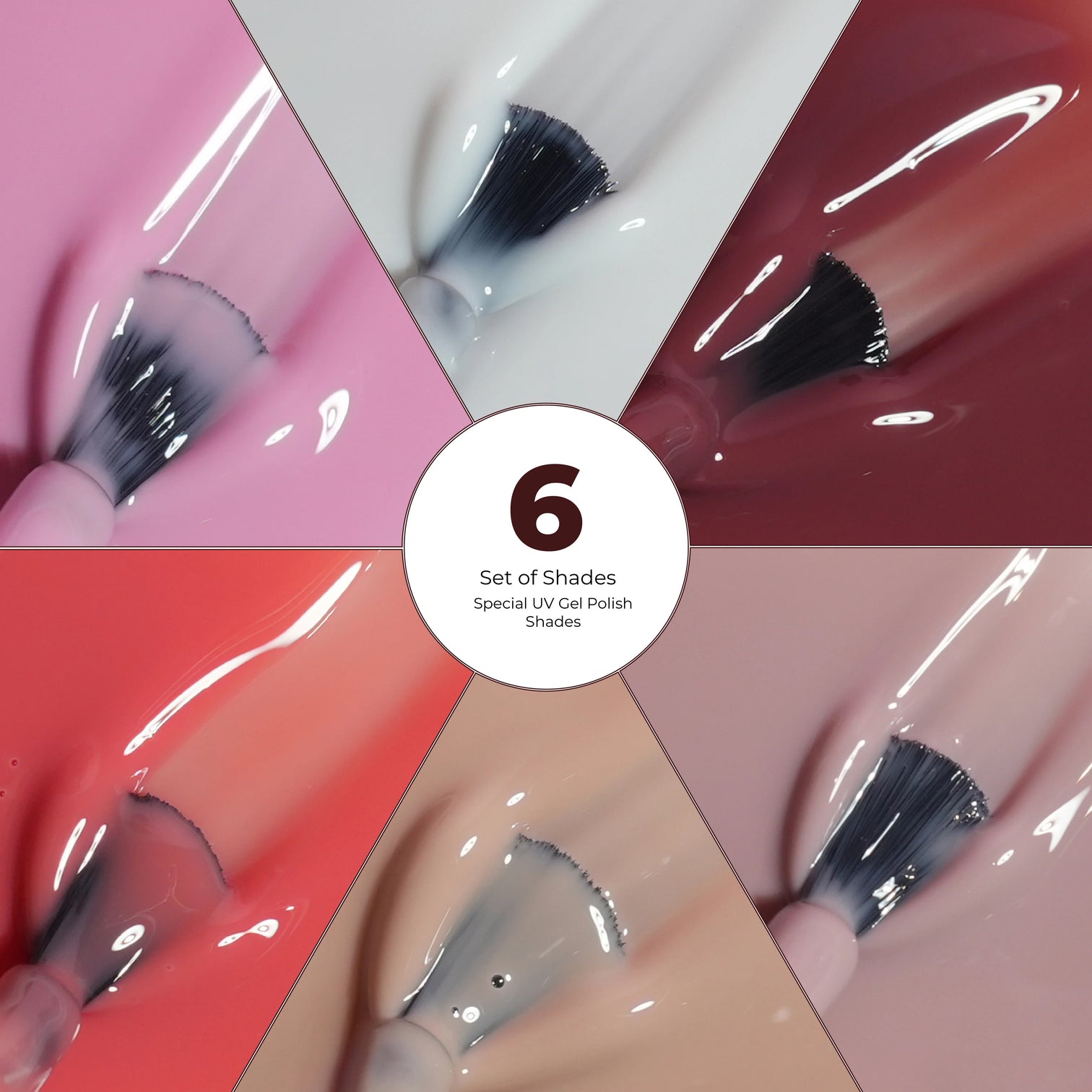 Emigel Professional Translucent UV Gel Polish Set – 6 Special Soak-Off Shades with Base & Top Coat