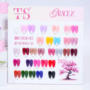 THREE STROKES Grace 2 Gel Polish Kit – 35 Pcs Set | 25 Color Gel + 5 Cat Eye + 5 Multifunctional Gels | Free Magnet