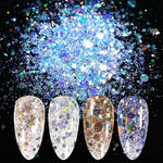 image, Sevyn Colors Myler Glitter Nail Powder Set 08 Iridescent Flake Glitters for Gel Nails, DIY Nail Art, Resin &amp; Crafts
