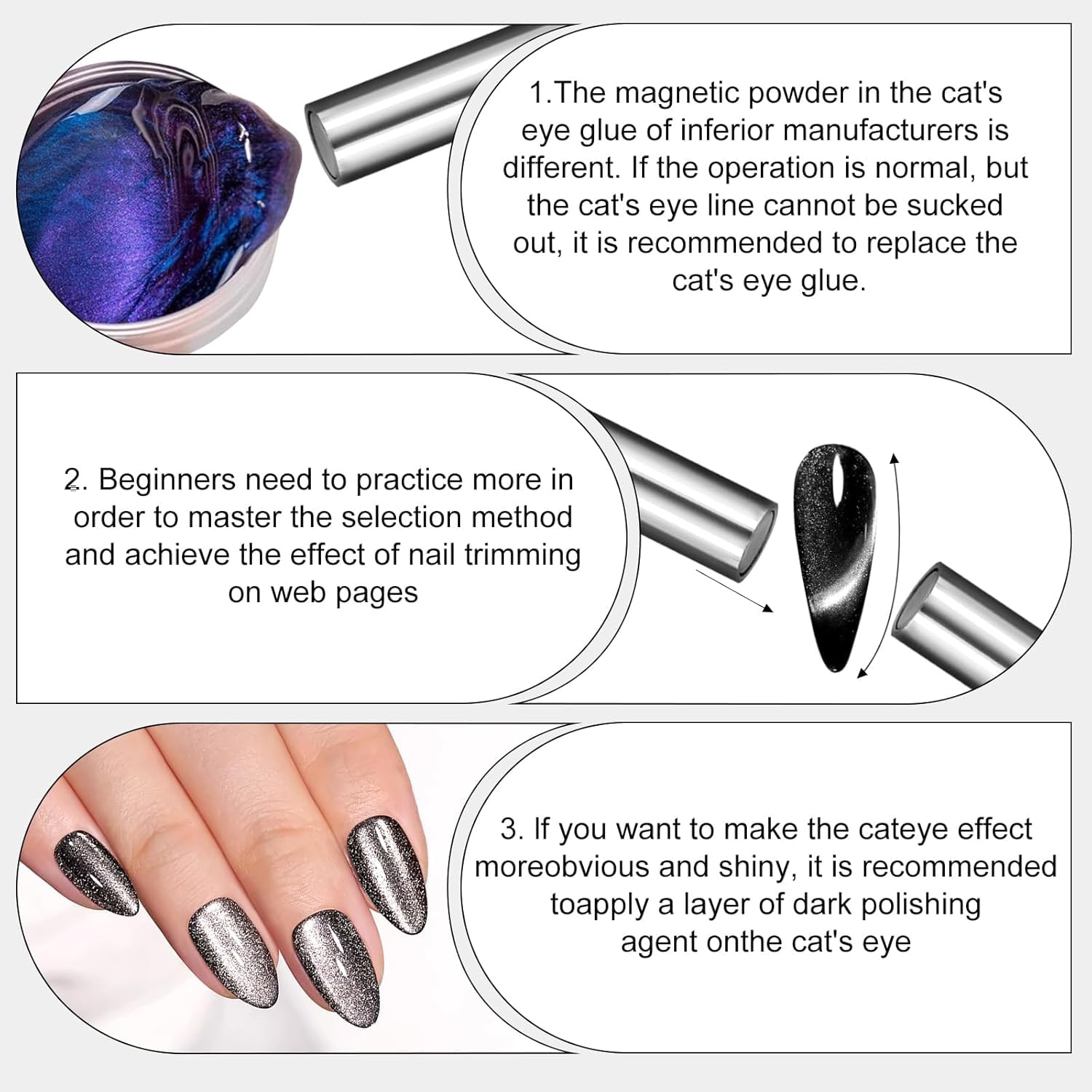 Sevyn Colors Long Bar Cat Eye Magnet Double-Ended Magnetic Wand for Gel Nail Polish Effects