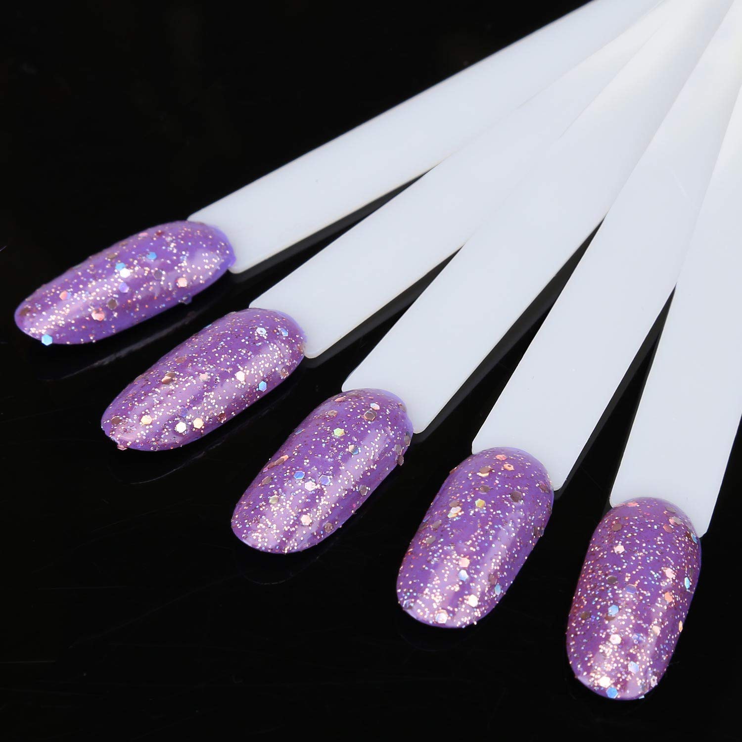 Sevyn Colors Natural Nail Swatch Sticks – 50PCS Nail Display Fan Board with Ring for Gel, Acrylic & Polish Samples