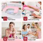 image, Sevyn Colors Ergonomic Nail Arm Rest Pillow – PU Leather &amp; Soft Sponge Manicure Hand Rest (Pink &amp; White, UV Lamp Not Included)
