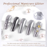 image, Sevyn Colors Silver Chrome Nail Powder Ultra Mirror Metallic Pigment for 3D Nail Art &amp; Gel Polish, with Applicator
