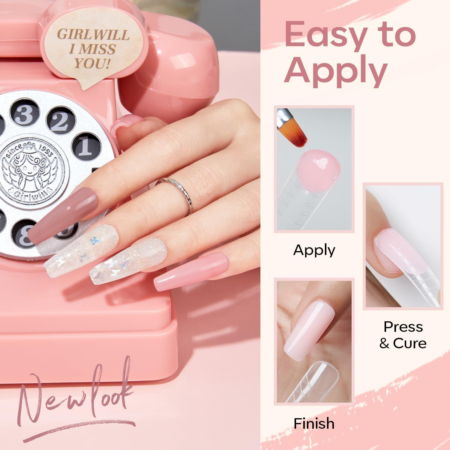 Bolt Bee Poly Gel Nail Extension Kit with LED Lamp – 3 Colors (Clear, White, Pink), Slip Solution, Nail Tips, Dual Forms & Brush – Professional Nail Builder Gel Set for Beginners & Experts