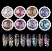 Sevyn Colors Myler Glitter Nail Powder Set 08 Iridescent Flake Glitters for Gel Nails, DIY Nail Art, Resin & Crafts