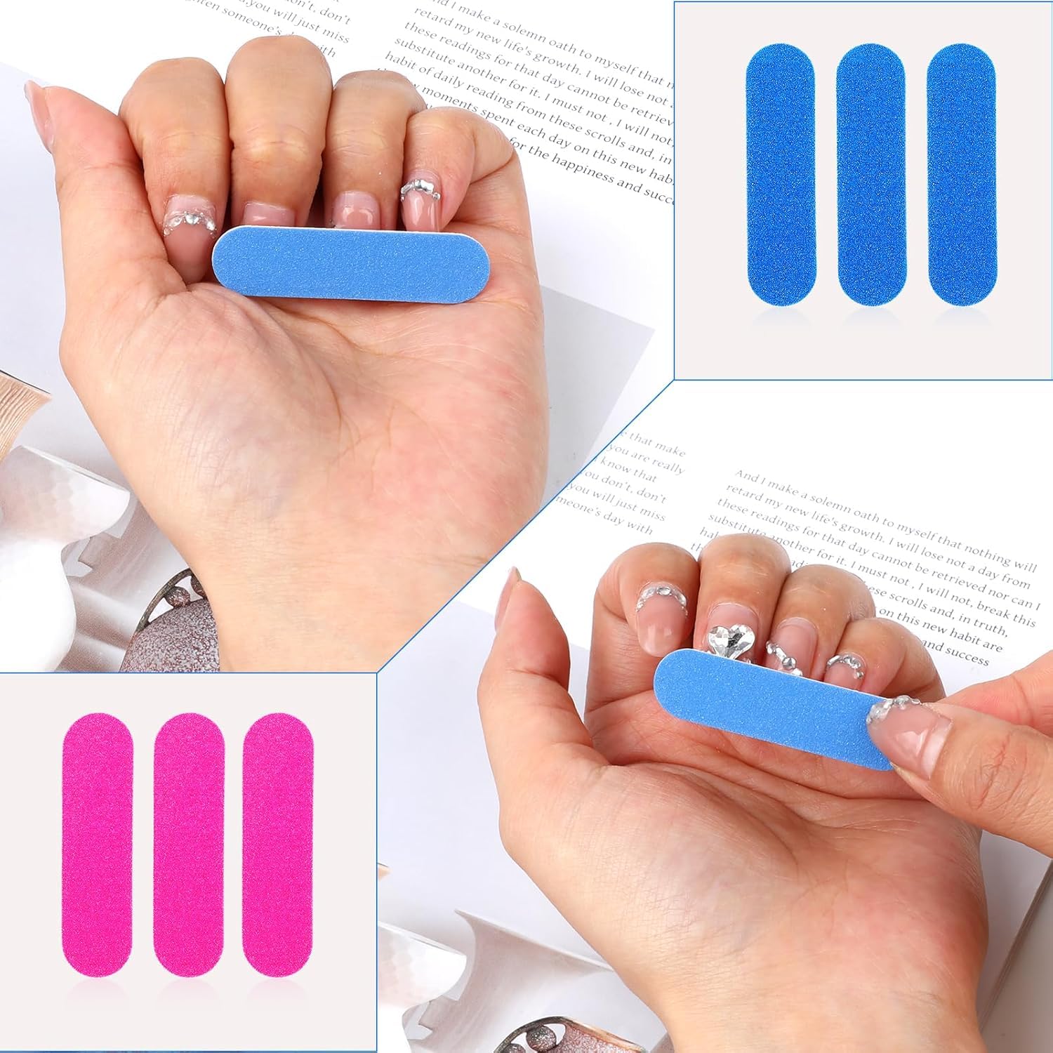 Sevyn Colors Mini Nail Filer for Press-On Nails – Pack of 100 Double-Sided Emery Boards for Quick Nail Prep