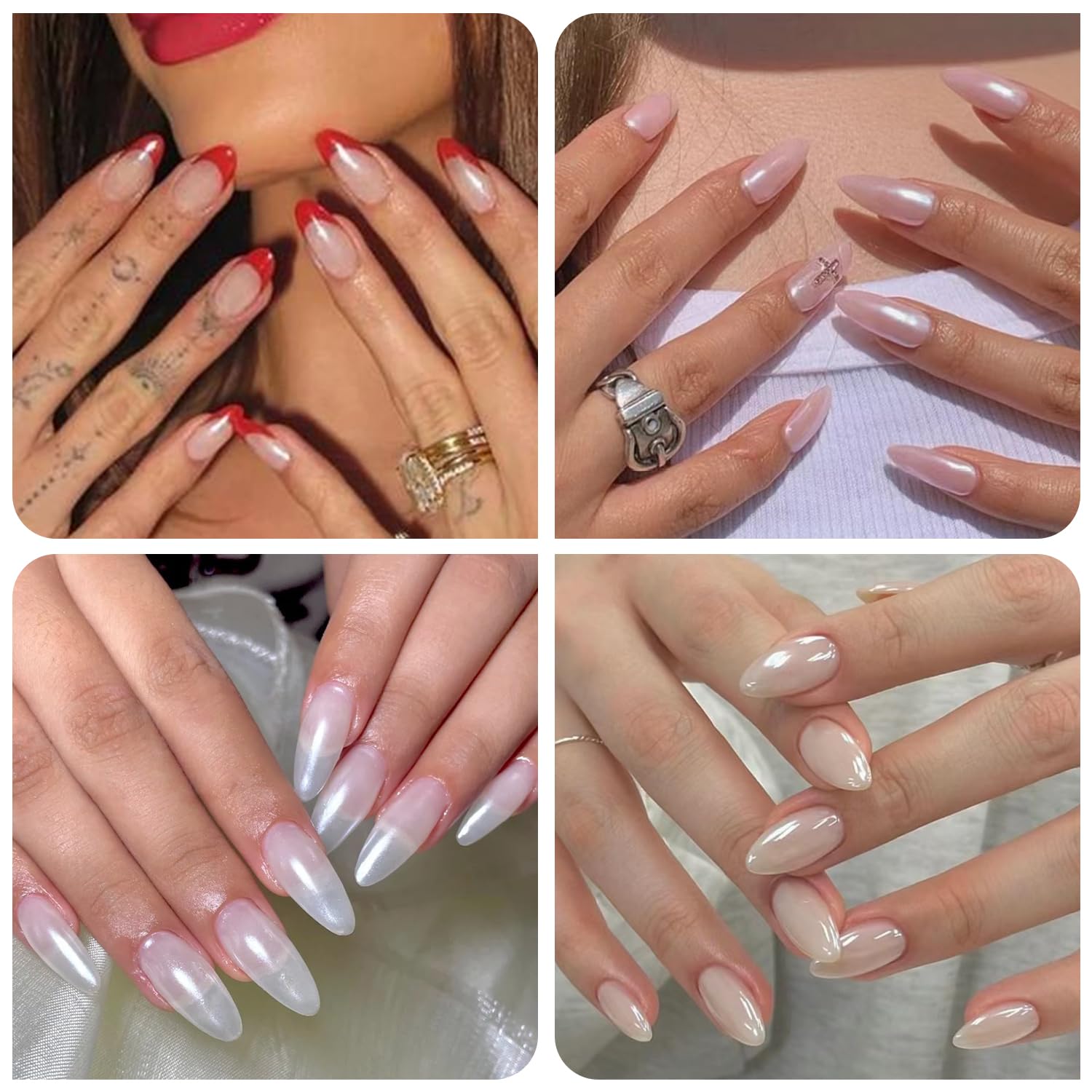 Sevyn Colors Pearl Chrome Nail Powder Iridescent Aurora Mirror Effect for Nails, White Pearl Pigment for Gel Polish, with Applicator