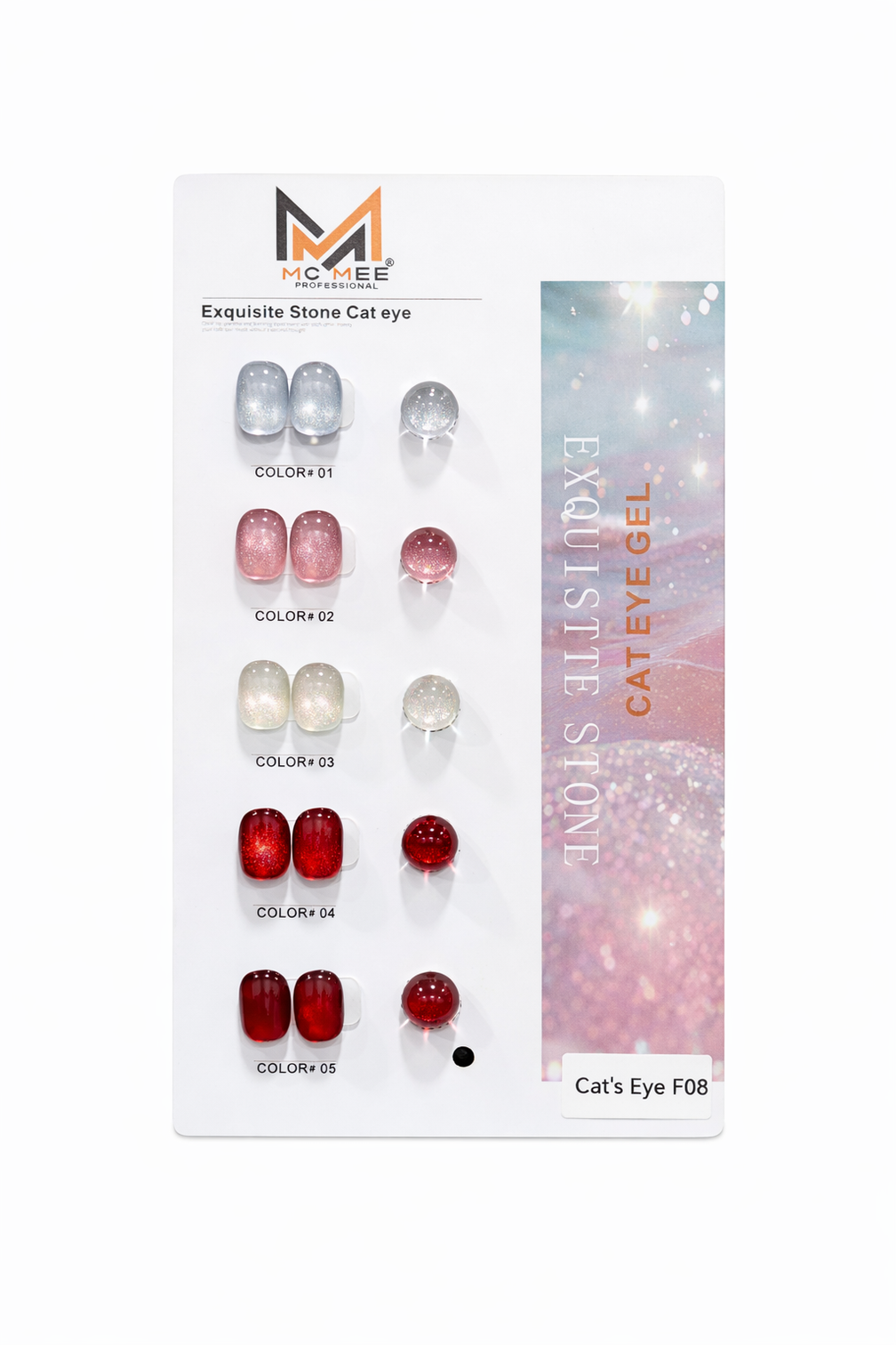 MC MEE Exquisite Stone Cat Eye Gel Polish F08 – Pack of 5 (15ml Each) Soak Off UV/LED Magnetic Glitter Nail Polish Set