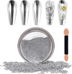 image, Sevyn Colors Silver Chrome Nail Powder Ultra Mirror Metallic Pigment for 3D Nail Art &amp; Gel Polish, with Applicator
