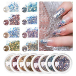 image, Sevyn Colors Myler Glitter Nail Powder Set 08 Iridescent Flake Glitters for Gel Nails, DIY Nail Art, Resin &amp; Crafts
