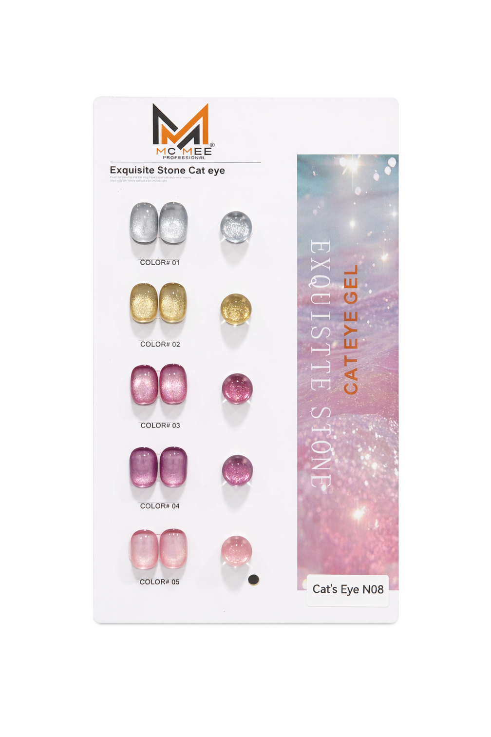 MC MEE Exquisite Stone Cat Eye Gel Polish N08 – Pack of 5 (15ml Each) Soak Off UV/LED Magnetic Nail Polish Set