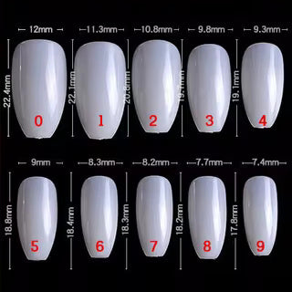 Shills Professional 500pcs Natural Ballet Nail Tips - 10 Sizes (0-9) for Perfect Manicures