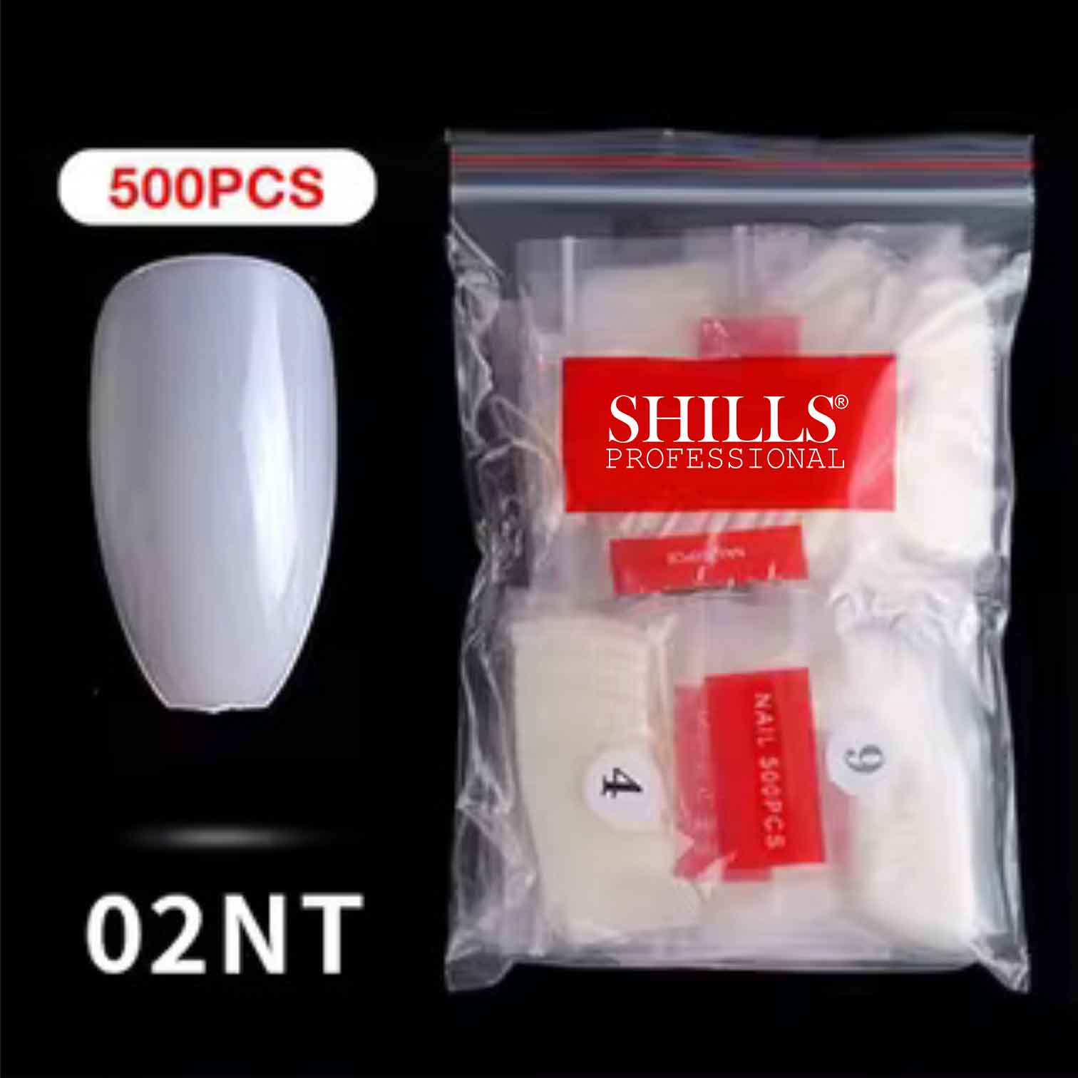 Shills Professional 500pcs Natural Ballet Nail Tips - 10 Sizes (0-9) for Perfect Manicures