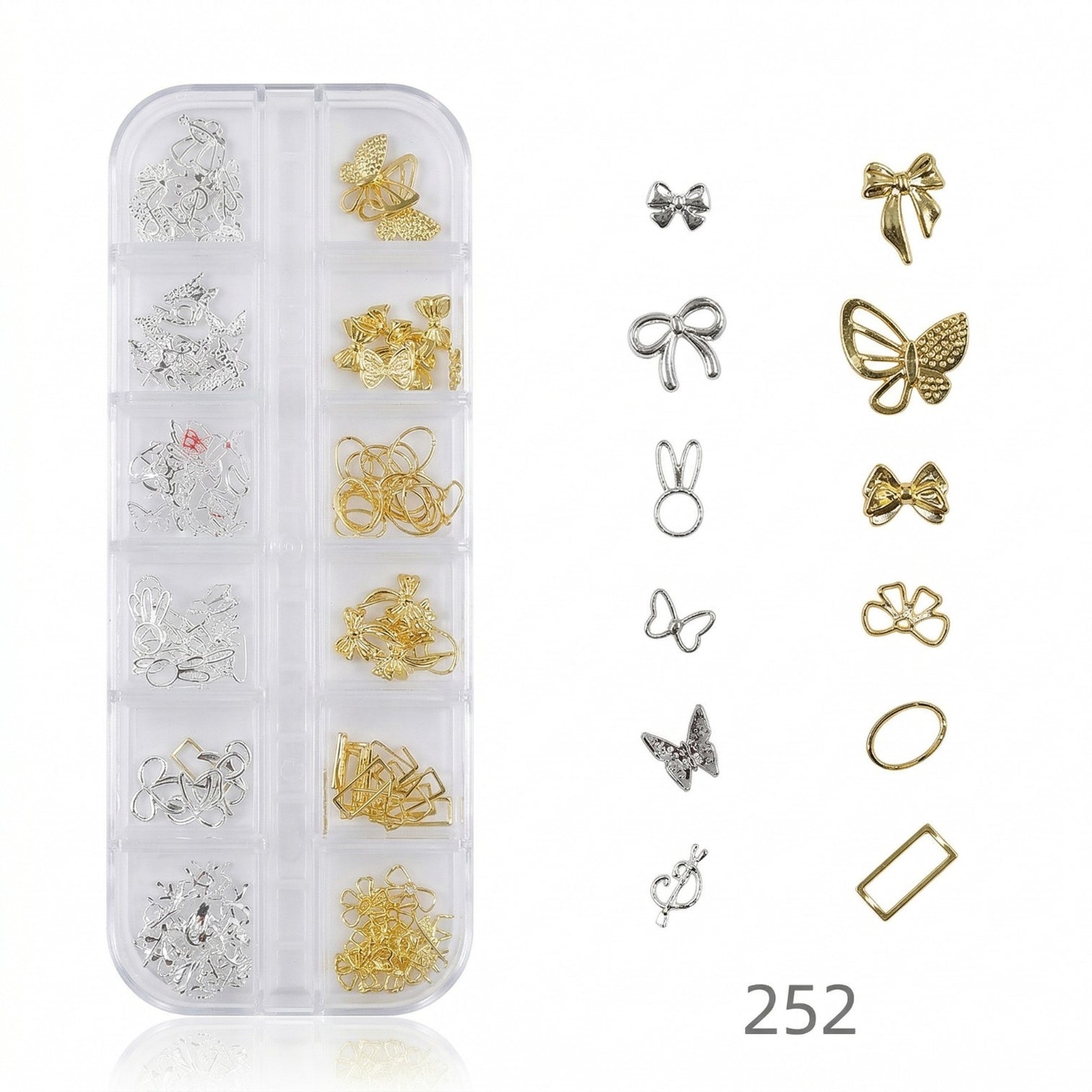 Bow & Butterfly Nail Charms Kit – Gold & Silver 3D Nail Art Set