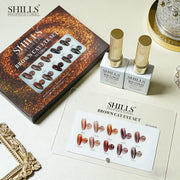Shills Brown Cat Eye Gel Polish Set (10 Colors) | Magnetic Nail Art Kit | UV/LED Soak-Off Gel