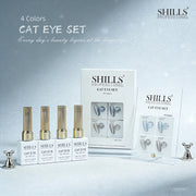 Shills Professional Cat Eye Gel Polish Set CE43 (4 Colors) | Magnetic Nail Art Kit | UV/LED Soak-Off