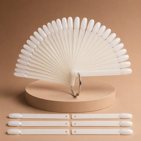 Sevyn Colors Natural Nail Swatch Sticks – 50PCS Nail Display Fan Board with Ring for Gel, Acrylic & Polish Samples