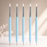 image, Sevyn Colors 5PCS Silicone Nail Art Tools with Dotting Pens – Dual-Ended Nail Sculpting Brushes for Gel Polish, Cleanup &amp; Detailing