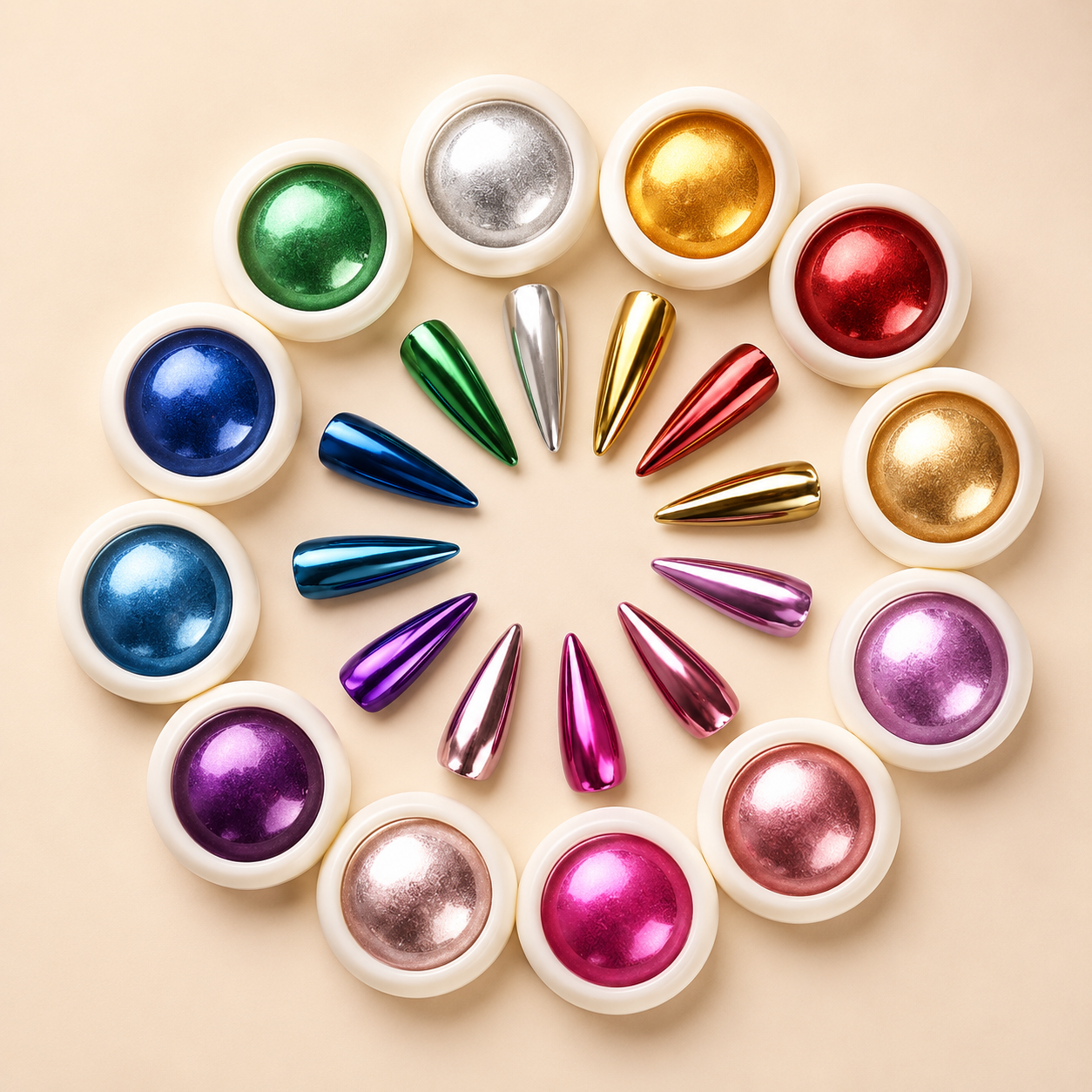 Sevyn Colors Chrome Nail Powder Set  12 Metallic Mirror Chrome Pigments for Nail Art, Gel & Acrylic Nails