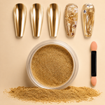 image, Sevyn Colors Gold Chrome Nail Powder  Mirror Effect Metallic Gold Pigment for Gel &amp; Acrylic Nail Art
