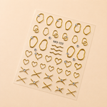 image, Chrome Outline Nail Art Stickers – Minimal Heart &amp; Abstract 3D Nail Decals