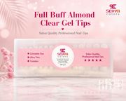 Sevyn Colors Full Buff Almond Clear Gel Tips – 300pcs Professional Nail Extensions | Ultra Thin, Traceless, Unbreakable Press-On Tips (15 Sizes)