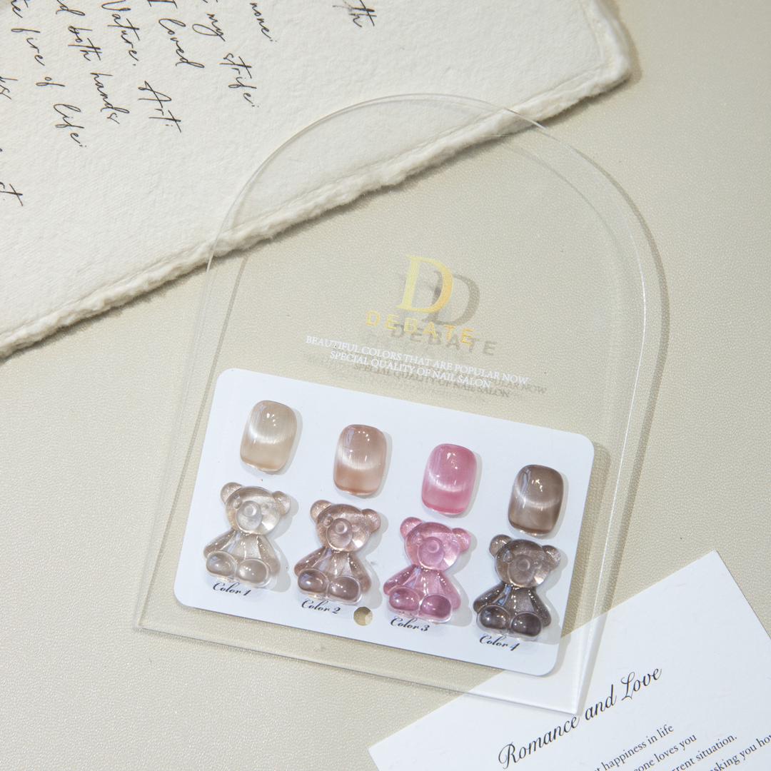 Debate Magnetic Cat Eye Gel Polish Set – 4 Colors 15ml Nail Art Gel with Bear Shade Chart