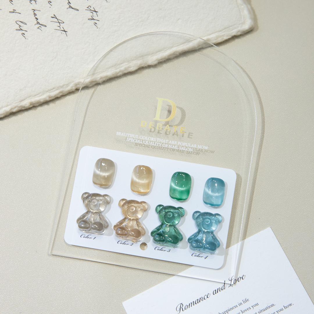 Debate Aurora Cat Eye Gel Polish Set – 4 Pcs 15ml Magnetic Nail Art Gel with Bear Shade Chart