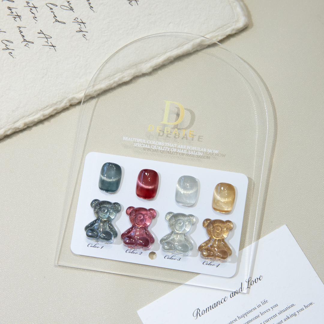 Debate Metallic Cat Eye Gel Polish Set – 4 Pcs 15ml Magnetic Nail Art Gel with Bear Shade Chart