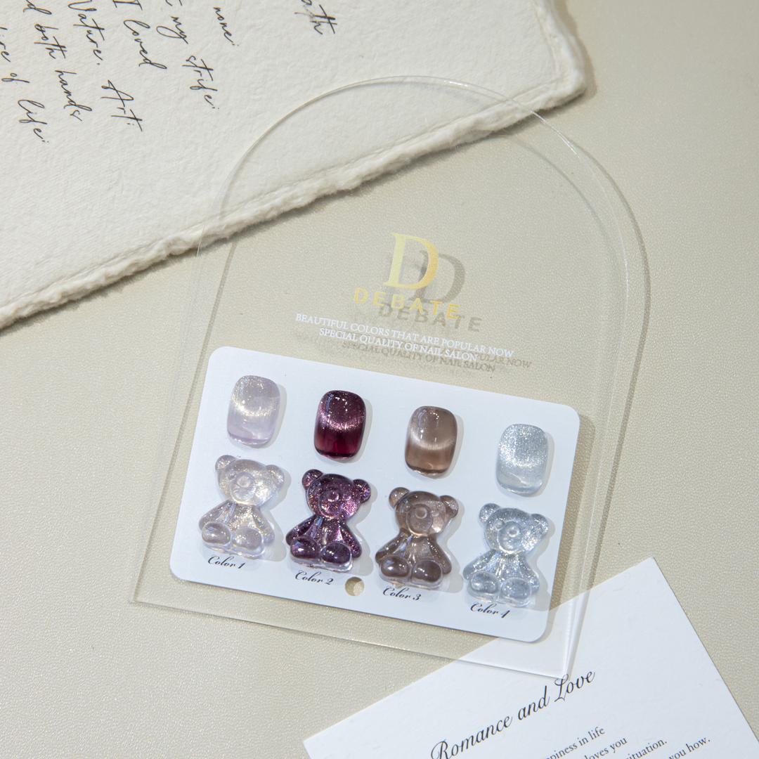 Debate Glitter Cat Eye Gel Polish Set – 4 Pcs 15ml Magnetic Nail Art Gel with Bear Shade Chart