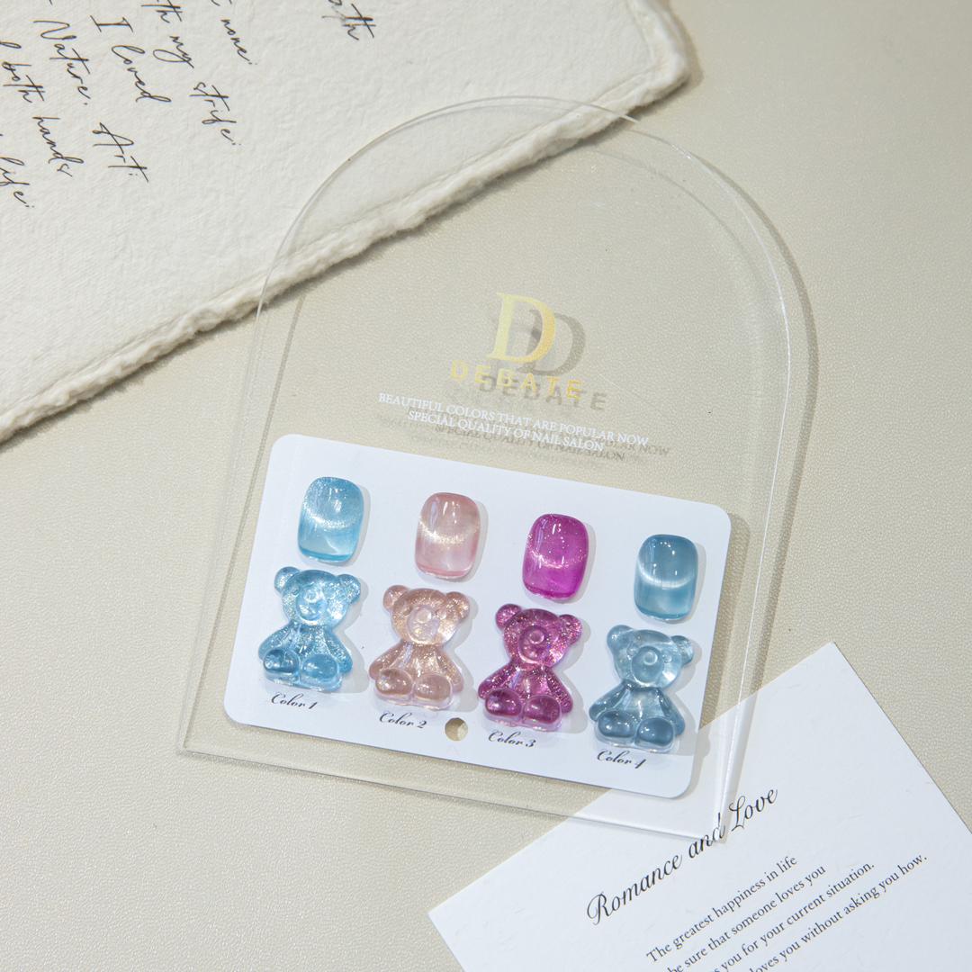 Debate Cat Eye Gel Polish Set – 4 Pcs 15ml Magnetic Shimmer Nail Art Gel with Bear Shade Chart