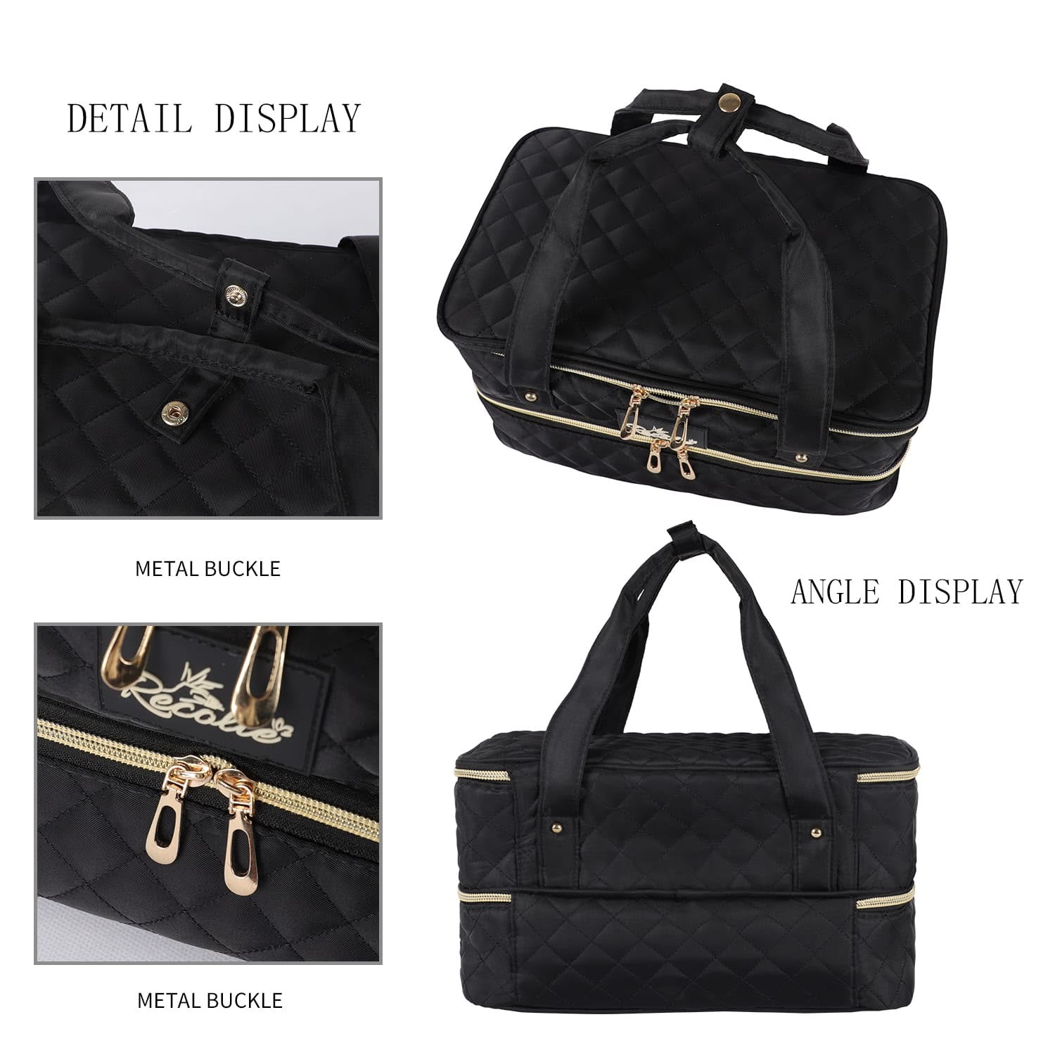 Double Handle Nail Art & Makeup Organizer Bag – 2 Layer Portable Storage Case