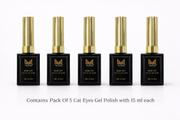 MC MEE Exquisite Stone Cat Eye Gel Polish F08 – Pack of 5 (15ml Each) Soak Off UV/LED Magnetic Glitter Nail Polish Set