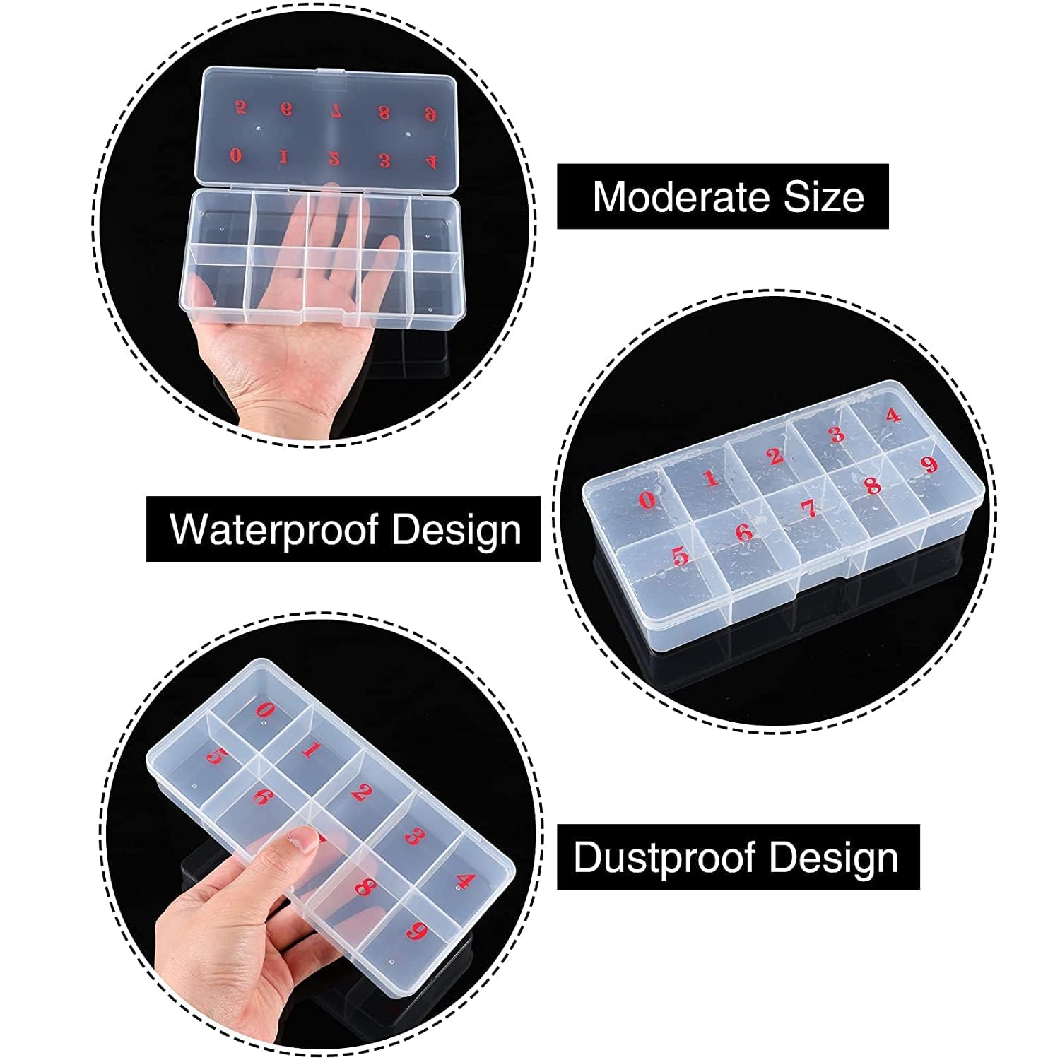 Nail Tips Storage Box – 10 Grid Empty Organizer Case for Nail Art