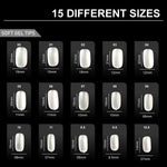 image, Shills Frosted Squoval Soft Gel Nail Tips 600pcs Clear (Full Cover Extension Tips 15 Sizes PT33)