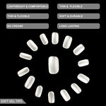 image, Shills Frosted Squoval Soft Gel Nail Tips 600pcs Clear (Full Cover Extension Tips 15 Sizes PT33)