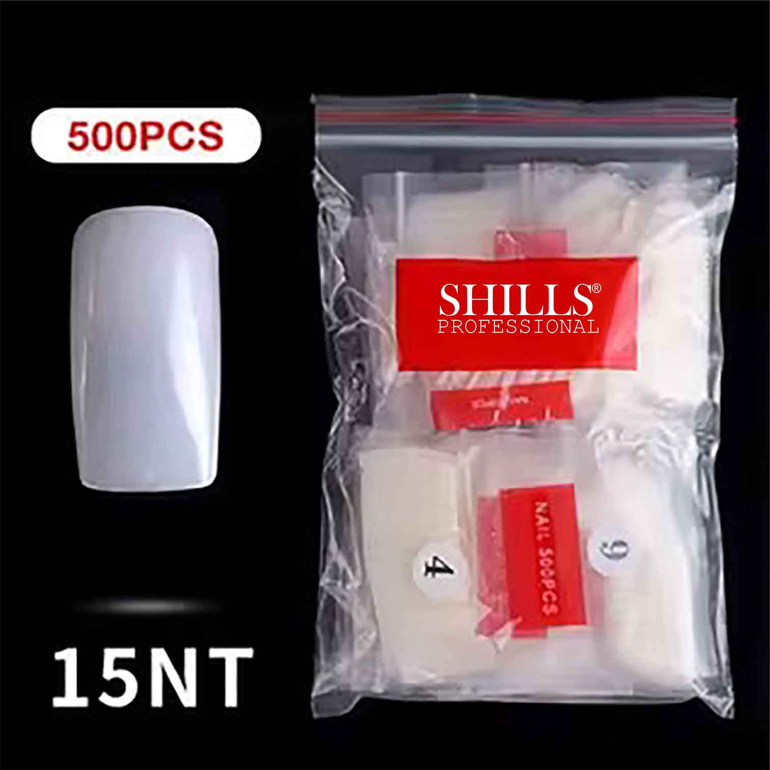 Shills Professional Full Cover Nail Tips – 500pcs Natural (10 Sizes: 0–9) | Strong ABS Tips for Acrylic, Gel & Press-On Nails