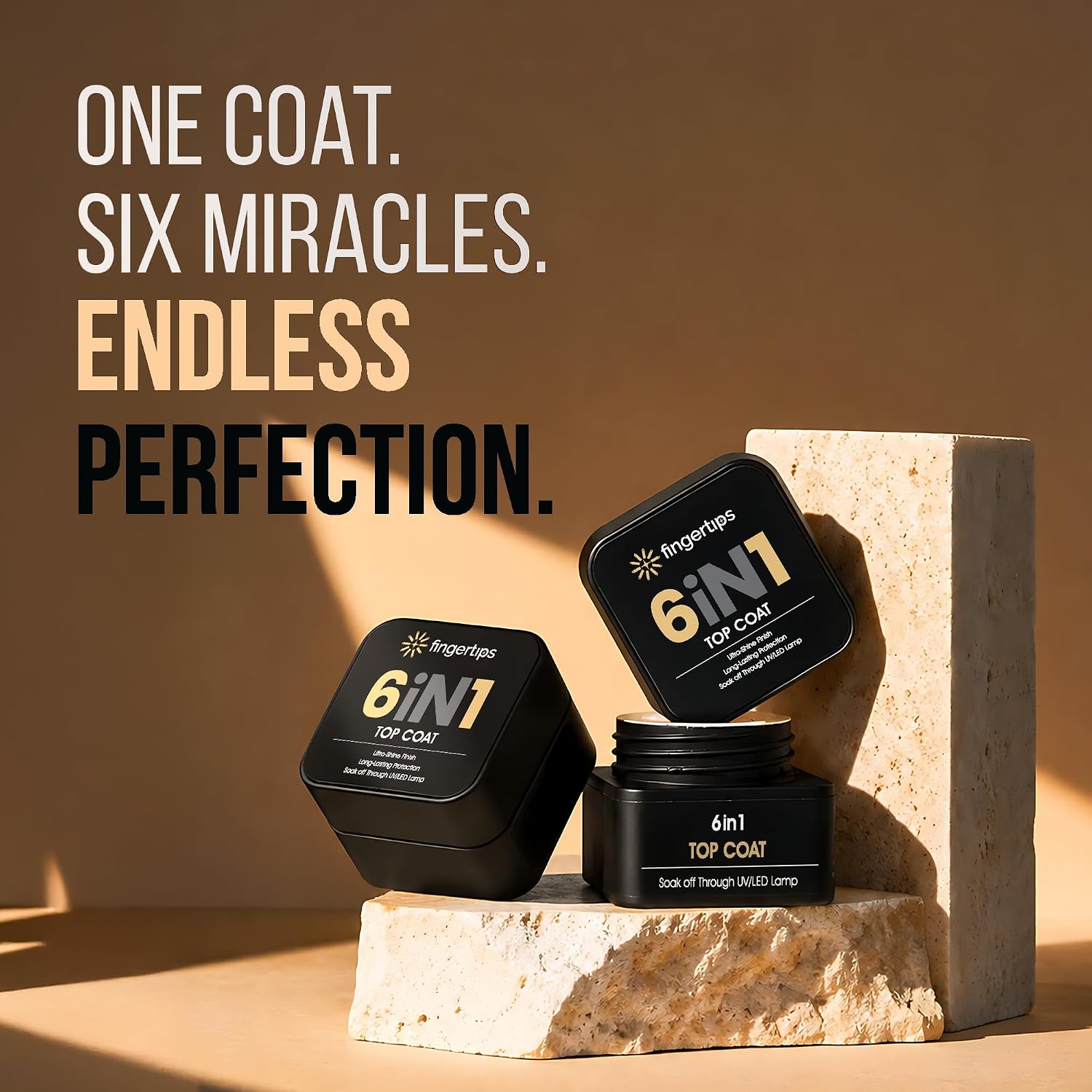 Fingertips 6 in 1 Top Coat Gel | 15gm UV LED Soak Off Gel Top Coat | High Gloss No Wipe Top Coat | Long Lasting Scratch Resistant | Professional Salon & DIY Use