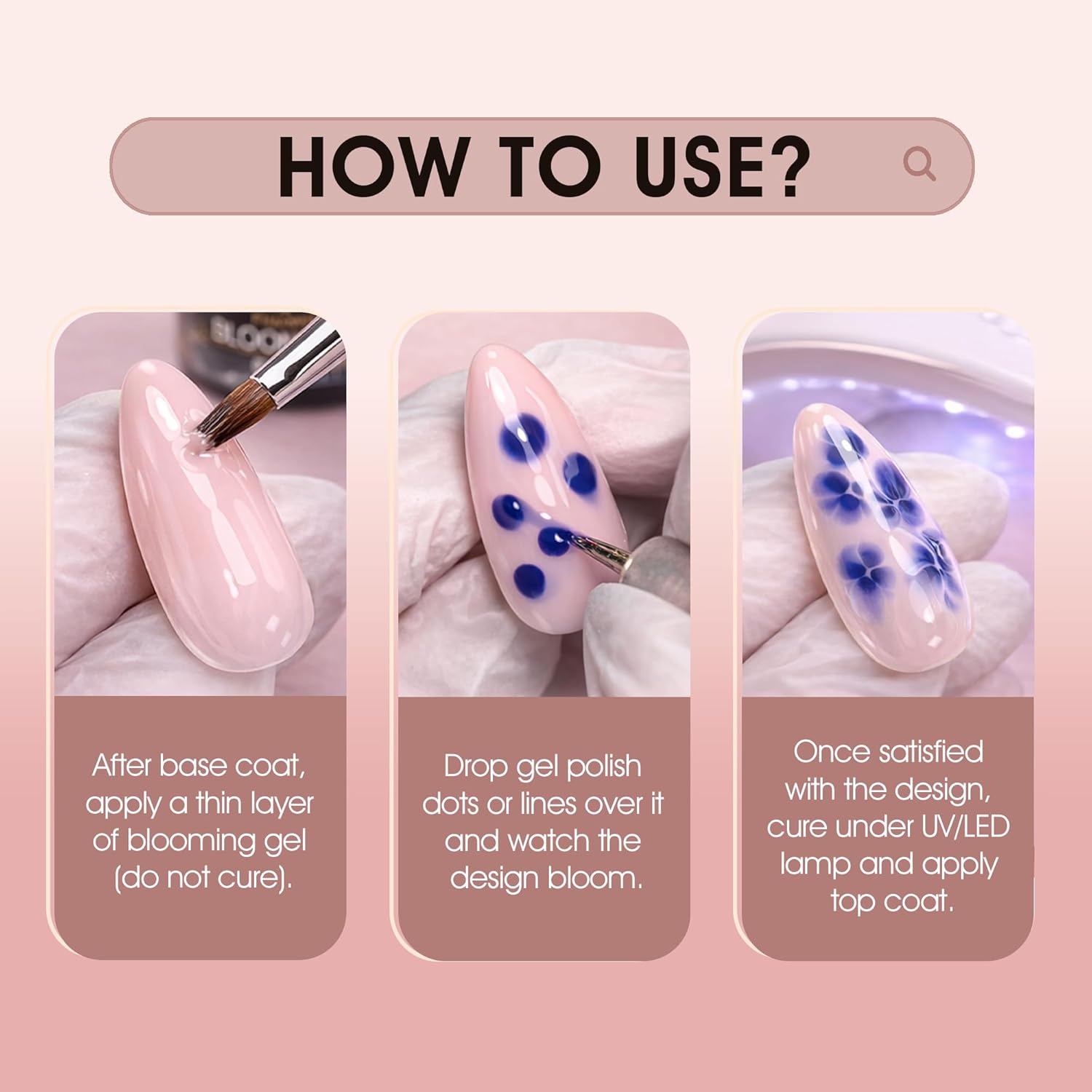 Fingertips Blooming Gel 16ml | Nail Art Blooming Gel for Marble, Floral & Aura Designs | UV LED Soak Off | Easy Spreading Gel