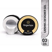 Fingertips Carving Designer Gel Shade 03 - Pearl Silver | 15gm Nail Extension & Sculpting Gel | UV LED Soak Off Builder Gel | Strong Hold | No Heat Spike | Professional Salon & DIY Use
